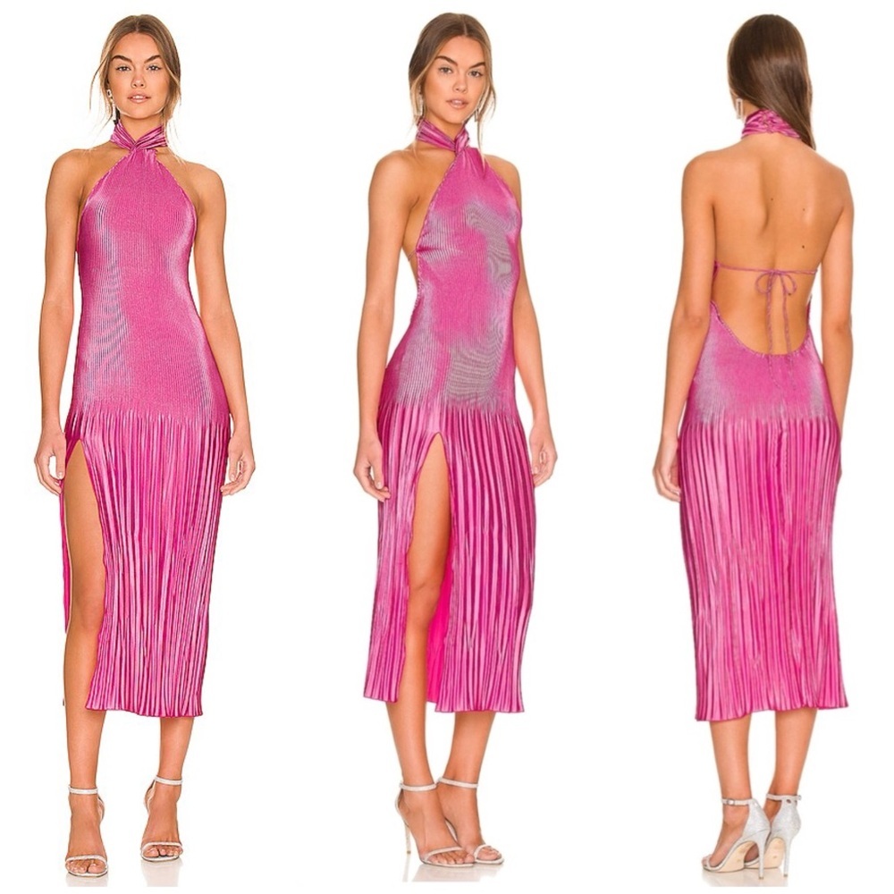 Flaw L’IDEE Soire Klum Midi Dress in Hot Pink Size 12